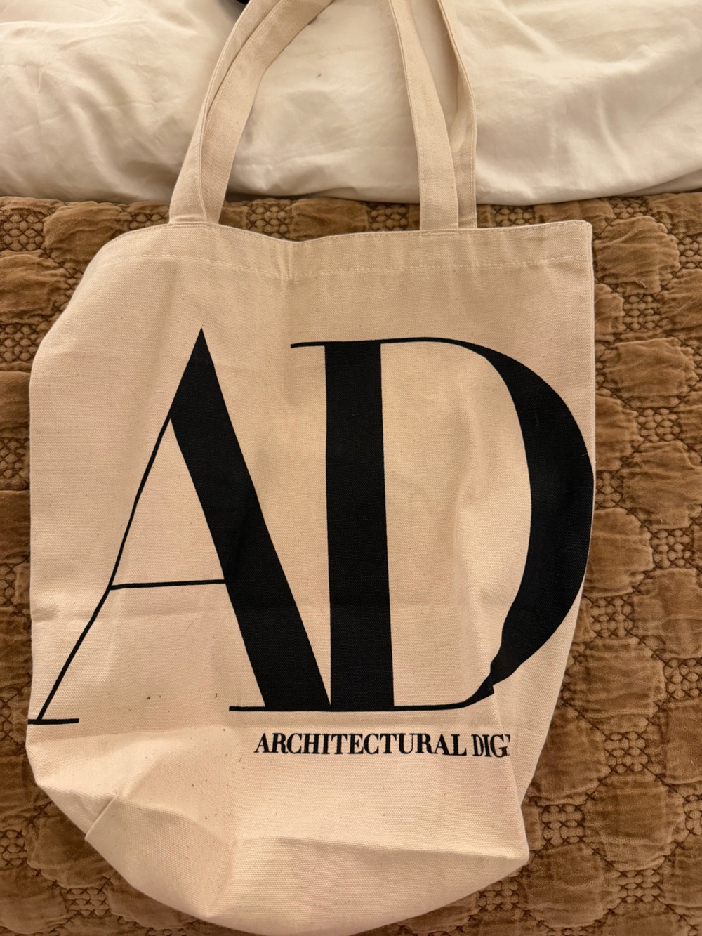 Canvas AD Accent Tote in Black and Cream